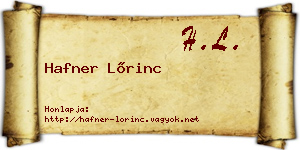 Hafner Lőrinc névjegykártya